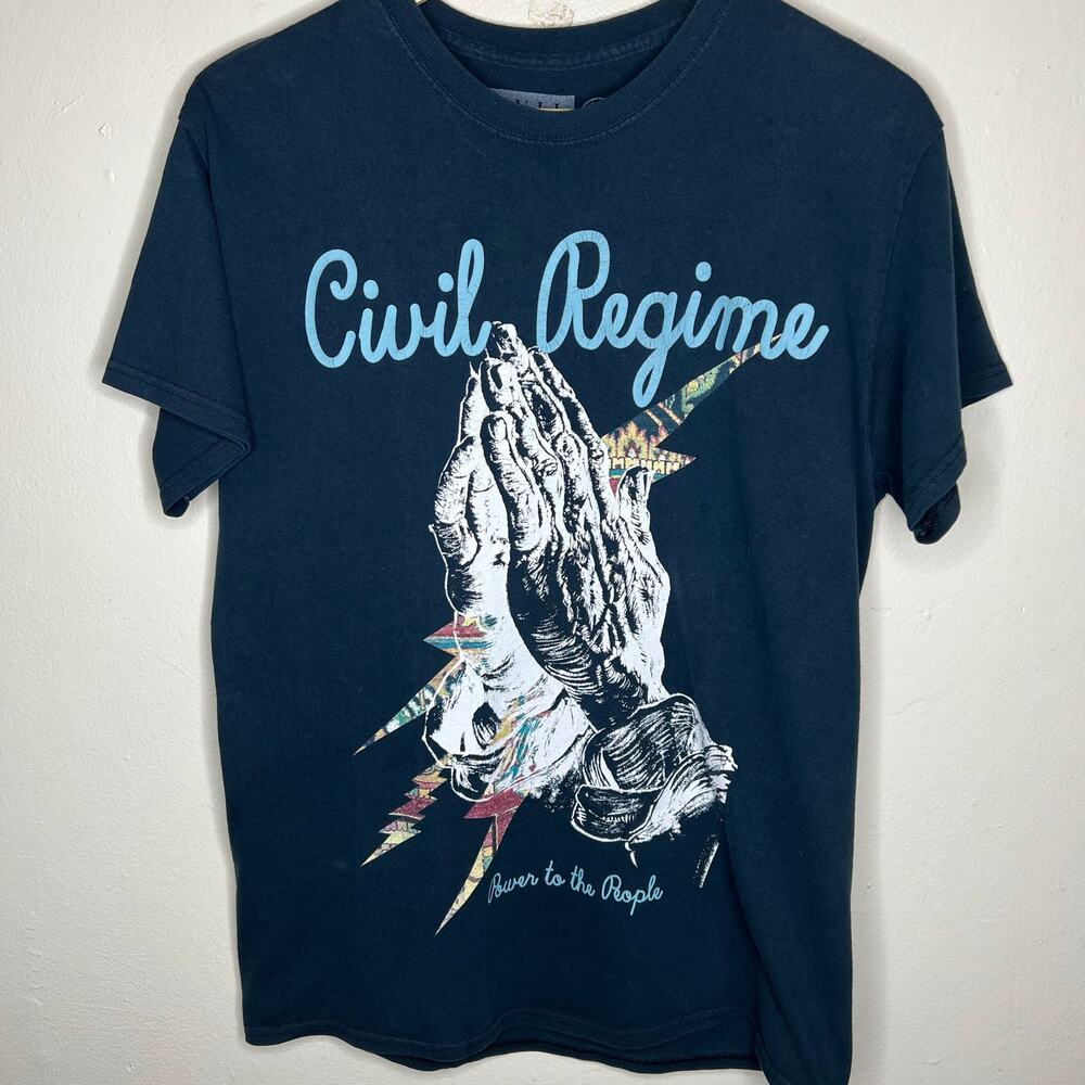 Civil Regime Tee MEDIUM Unisex Black Power To The People Graphic Cotton Crewneck